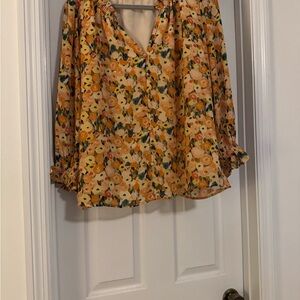 Chic Floral Women's Blouse in Orange